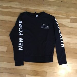 Divided Black Crop Graphic Long Sleeve